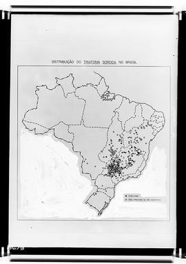 Reprodução de mapa mostrando a distribuição do Triatoma brasiliensis e T. B. Melanica no Brasil  ...