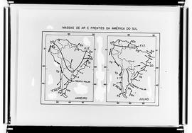 Reprodução de mapa intitulado Massas de ar e frentes da América do Sul (Fotografia solicitada por...