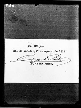 Reprodução de assinatura de Cesar Pinto referente a edição de uma publicação