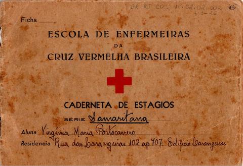 Caderneta de estágios da Escola de Enfermeiras da Cruz Vermelha Brasileira