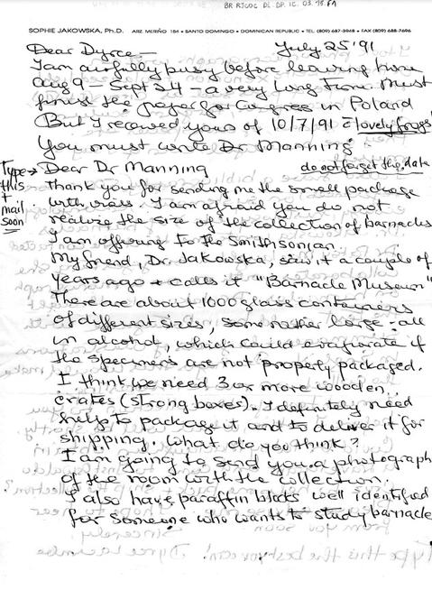 Carta manuscrita para Dyrce Lacombe