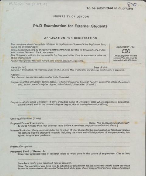 Ph.D Examination for External Students