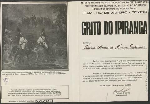 Cumprimento a Virginia Portocarrero pela comemoração do 162º aniversário da independência do Brasil