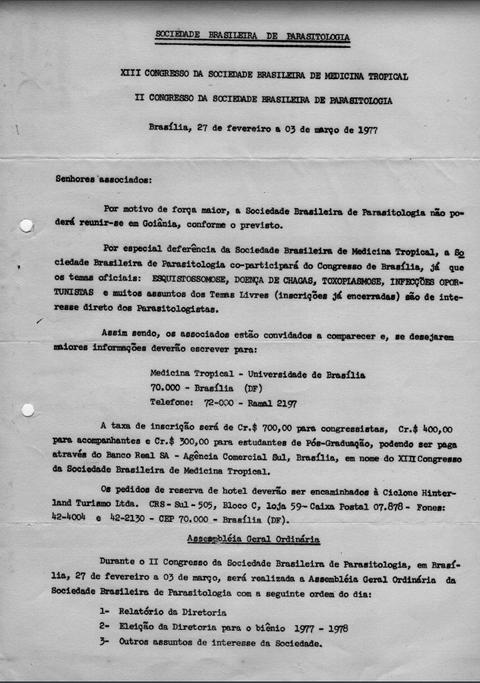 Informe sobre o XIII Congresso da Sociedade Brasileira de Medicina Tropical e II Congresso da Soc...