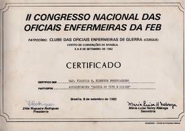 Certificado de participação no II Congresso Nacional das Oficiais Enfermeiras da FEB
