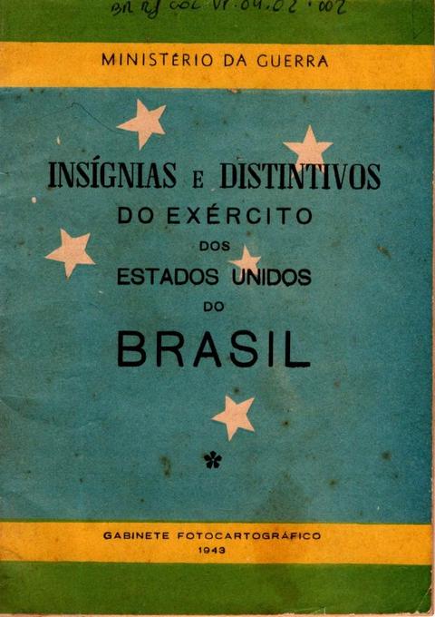Folheto sobre insígnias e distintivos do Exército dos Estados Unidos do Brasil