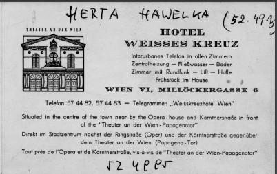 Cartão do Hotel Weisses Kreuz