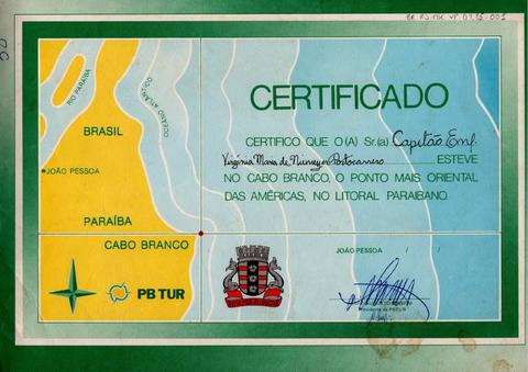 Certificado de comparecimento a Cabo Branco