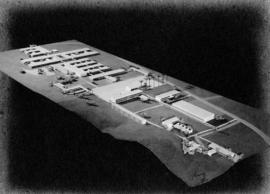 Maquete do Complexo Sanatorial de Curicica em fundo preto