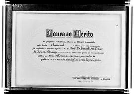 Diploma de Honra ao mérito conferido a Heráclides César de Souza-Araújo
