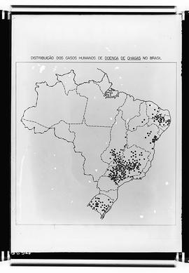 Reprodução de mapa mostrando a distribuição de casos humanos de doença de Chagas no Brasil (Fotog...