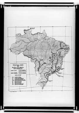 Reprodução de mapa mostrando as principais linhas de relevo do Brasil