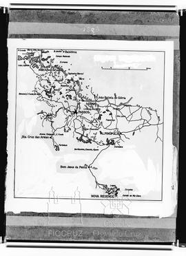 Mapa de Passos (MG) mostrando percentagem de soros positivos em macacos Cebus até junho de 1946
