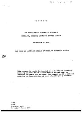 Protocol for Hospital-Based Descriptive Studies of Mortality, Morbidity Related to Induced Abortion