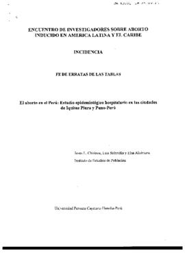 Encuentro de Investigadores sobre Aborto Inducido en America Latina y El Caribe - Incidencia - Fe...