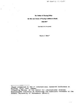 The politics of housing policy: The rise and demise of housing coalitions in Brazil 1964-1991