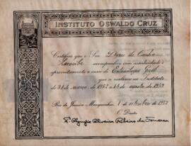 Certificado de participação no curso de Entomologia Geral