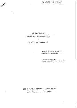 Notas sobre direitos reprodutivos e direitos sexuais