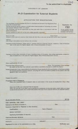 Ph.D Examination for External Students