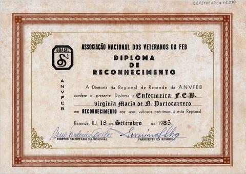 Diploma de reconhecimento da ANVFEB