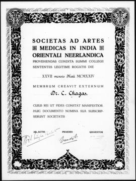 Nomeação de membro estrangeiro da Societas ad Artes Medicas in India Orientali Neerlandica