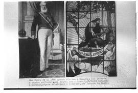 Dom Pedro II em 1886 quando visitou o hospital dos Lázaros e mandou colocar esse vitral com a ins...