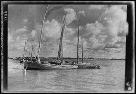 Embarcações usadas para pesca e transporte de passageiros no rio Potengí, Natal (RN)