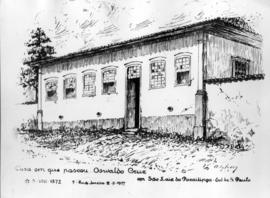 Desenho da casa onde nasceu Oswaldo Cruz, em São Luiz do Paraitinga