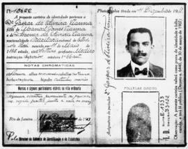 Carteira de identidade do dr. Gaspar de Oliveira Vianna