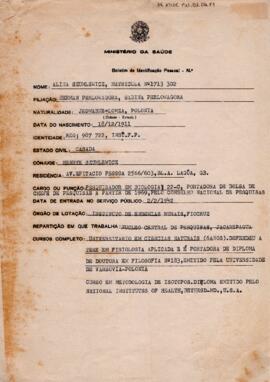 Boletim de identificação pessoal de Alina Szumlewicz