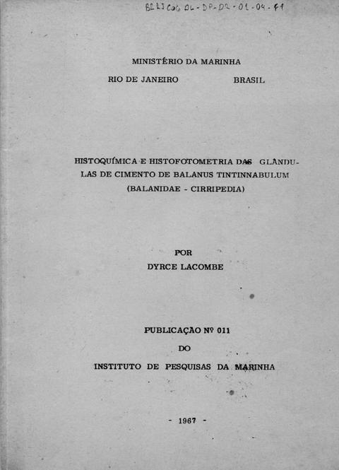 Histoquímica e Histofotometria das Glândulas de Cimento de Balanus Tintinnabulum (Balanidae - Cir...