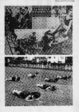 Matéria sobre a preparação técnica das alunas do Curso de Enfermeiras de Emergência da Reserva do...