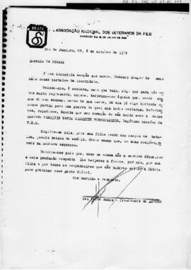 Carta de Coronel Paulo Ramos para Dinah Portocarrero