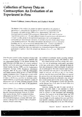 Collection of Survey Data on Contraception: an Evaluation of an Experiment in Peru