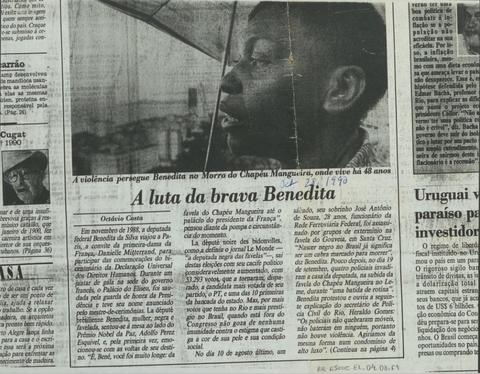 Recortes de jornal sobre Benedita da Silva