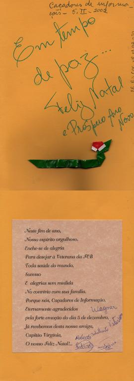 Cartão desejando feliz natal para Virgínia Portocarrero