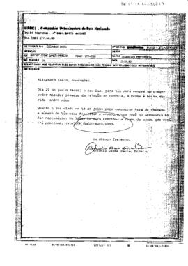 Fax enderaçado à Elizabeth Leeds