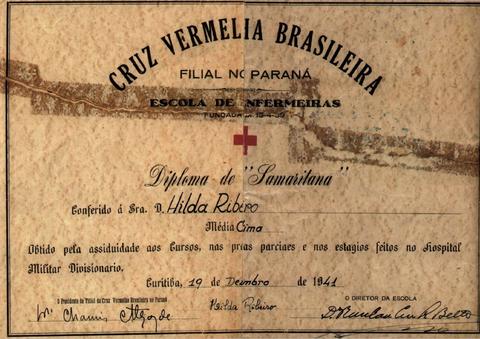 Diploma de samaritana conferido à Hilda Ribeiro