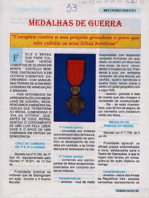 Recortes de revista sobre medalhas de guerra