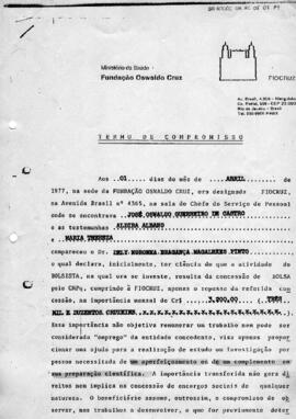 Termo de compromisso referente a concessão de bolsa de pesquisa