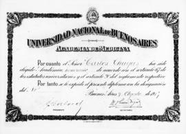 Diploma de acadêmico honorário da Academia de Medicina da Universidade Nacional de Buenos Aires